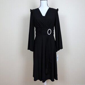 R & M Richards Cocktail Dress Size 8 Black Rhinestone Embellished Elegant